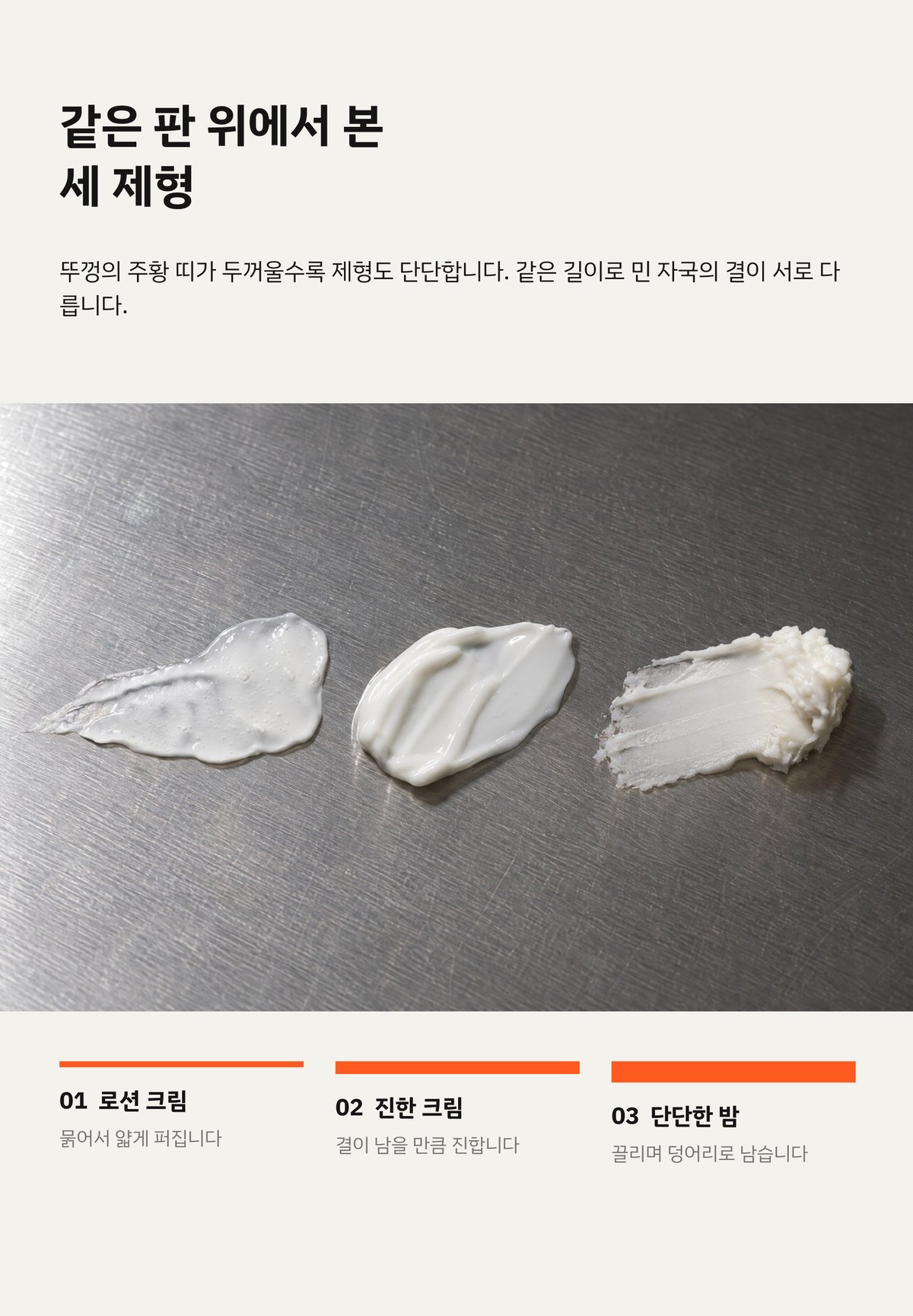상세페이지 — 같은 스테인리스 위에 민 세 제형과 띠 두께