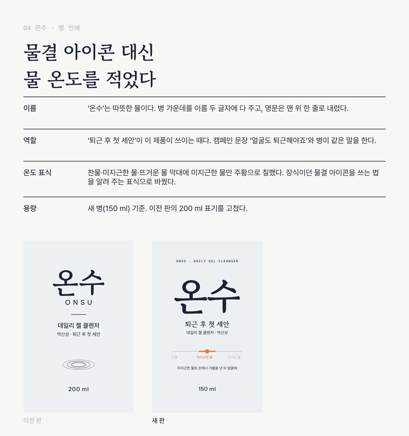 병 인쇄 — 물결 아이콘 대신 물 온도 막대를 넣은 새 판과 이전 판